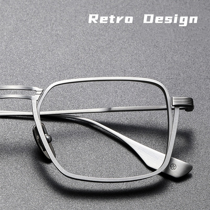 Yimaruili Unisex Full Rim Square Double Bridge Titanium Eyeglasses Dxt125 Full Rim Yimaruili Eyeglasses