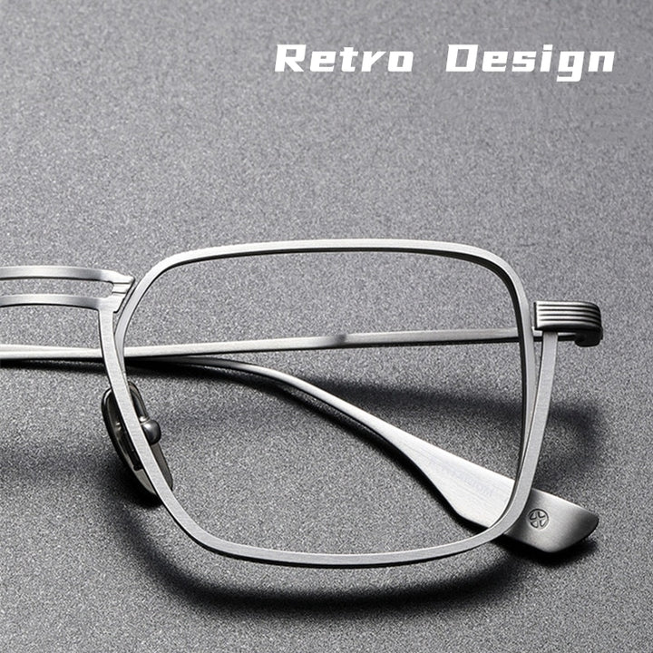 Yimaruili Unisex Full Rim Square Double Bridge Titanium Eyeglasses Dxt125 Full Rim Yimaruili Eyeglasses