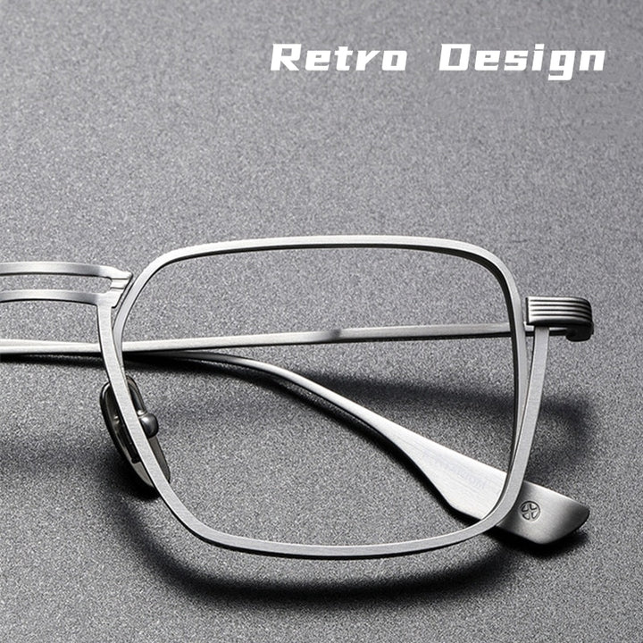 Yimaruili Unisex Full Rim Square Double Bridge Titanium Eyeglasses Dxt125 Full Rim Yimaruili Eyeglasses   