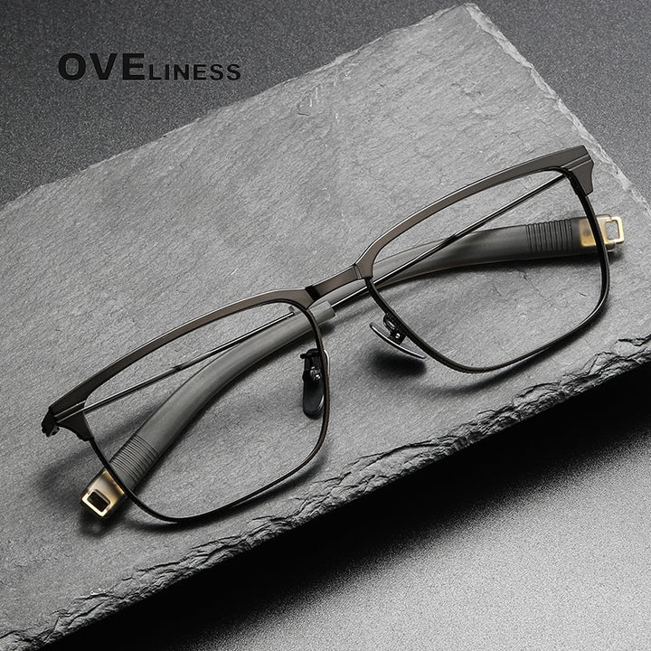 Oveliness Unisex Full Rim Square Acetate Titanium Eyeglasses Lsa104 Full Rim Oveliness