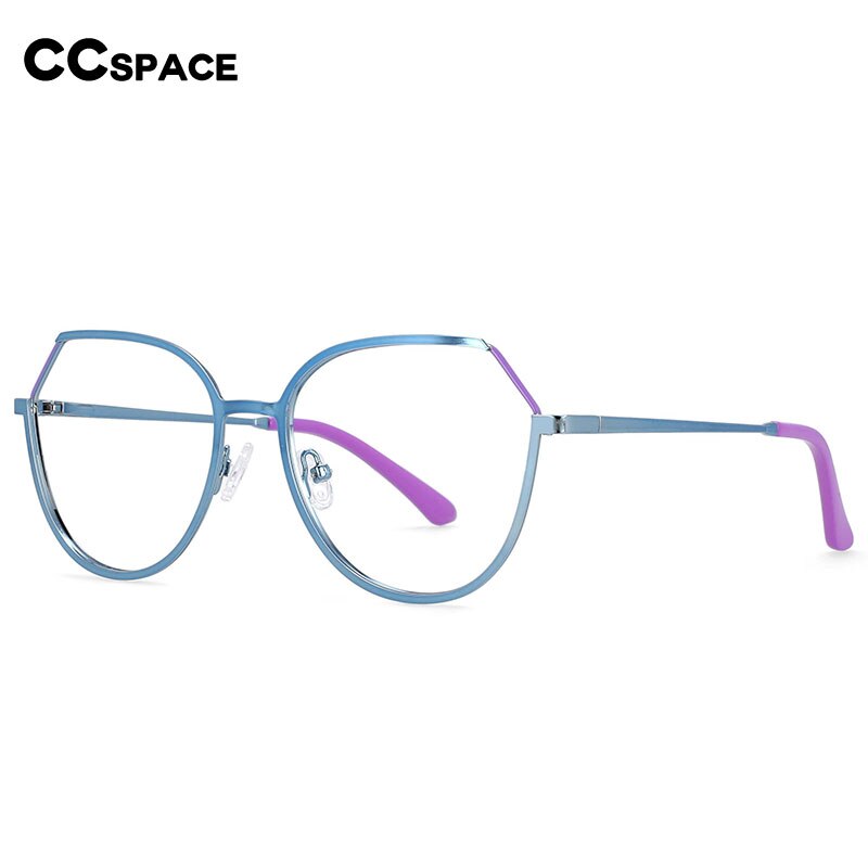 CCspace Unisex Full Rim Round Cat Eye Alloy Frame Eyeglasses 54178 Full Rim CCspace