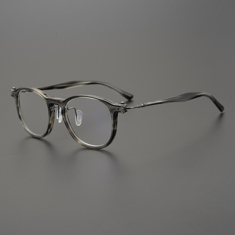 Gatenac Unisex Full Rim Round Acetate Titanium Eyeglasses Gxyj826 Full Rim Gatenac Gray