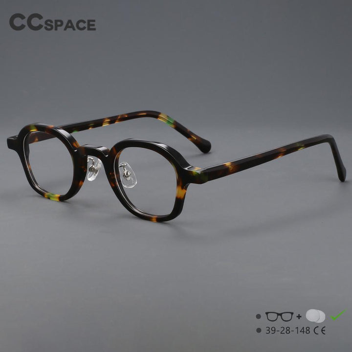 CCspace Unisex Full Rim Round Handcrafted Acetate Eyeglasses 55698 Full Rim CCspace