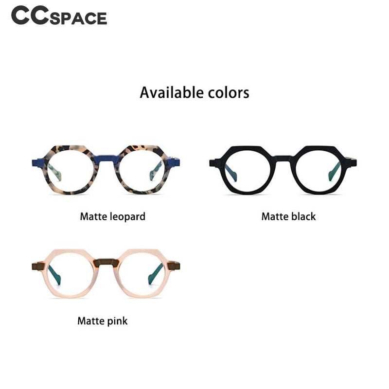 CCspace Unisex Full Rim Irregular Round Acetate Eyeglasses 54700 Full Rim CCspace