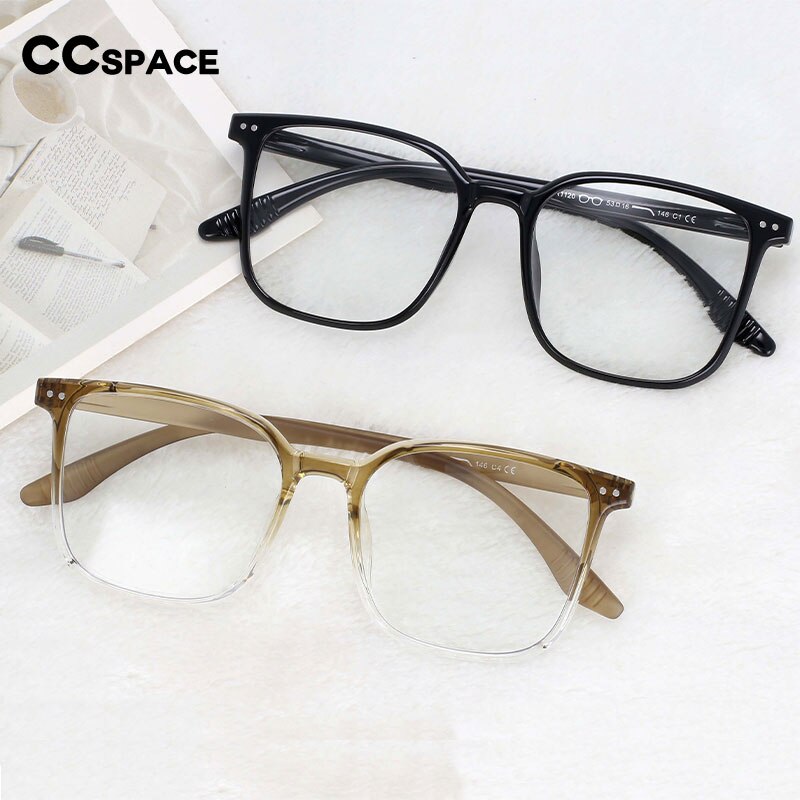 CCspace Unisex Full Rim Large Square Tr 90 Titanium Eyeglasses 53304 Full Rim CCspace