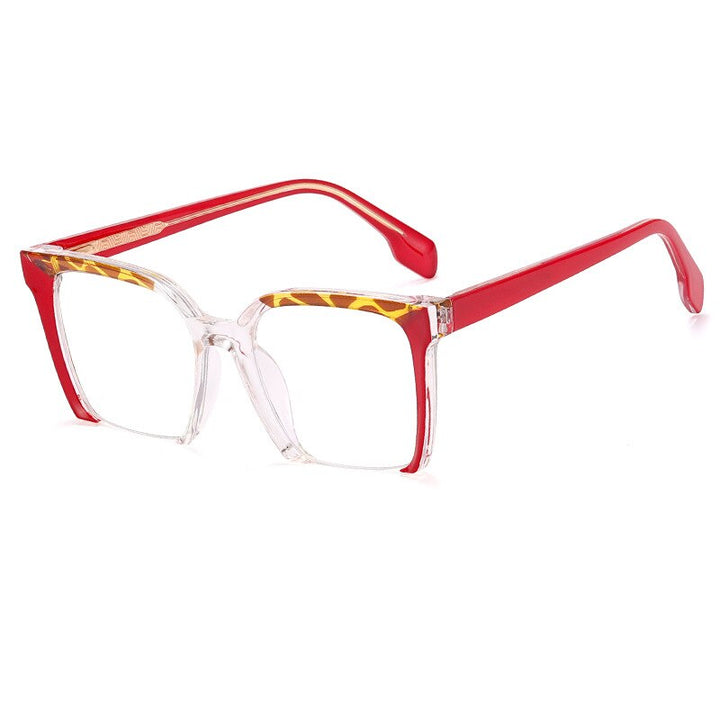 CCspace Women's Semi Rim Square Cat Eye Tr 90 Titanium Eyeglasses 55292 Semi Rim CCspace China C1Red