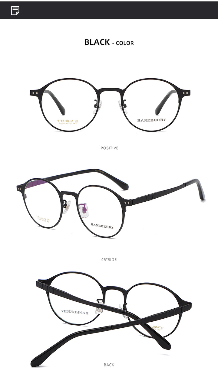 Reven Jate Unisex Full Rim Round Titanium Frame Eyeglasses 71080 Full Rim Reven Jate