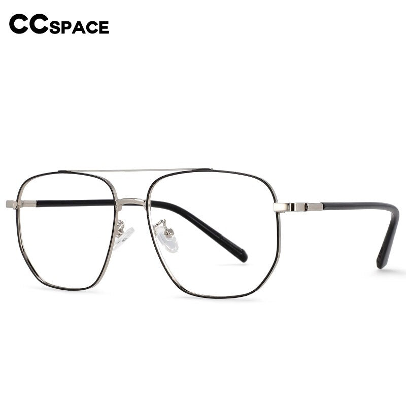 CCspace Unisex Full Rim Oversized Double Bridge Square Alloy Frame Eyeglasses 54596 Full Rim CCspace