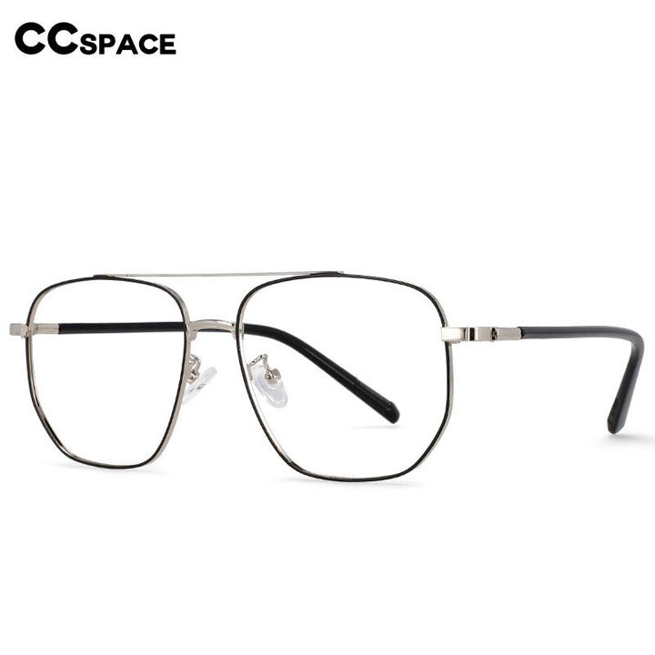 CCspace Unisex Full Rim Oversized Double Bridge Square Alloy Frame Eyeglasses 54596 Full Rim CCspace
