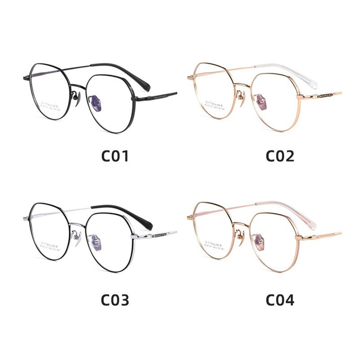 Handoer Unisex Full Rim Round Square Titanium Eyeglasses Bv87007 Full Rim Handoer