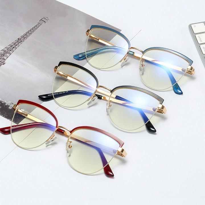 Hotony Women's Full Rim Cat Eye Alloy Frame Eyeglasses 95679 Full Rim Hotony