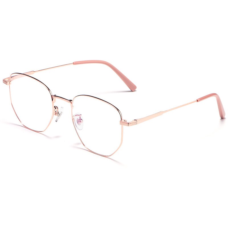 Yimaruili Unisex Full Rim Polygon Titanium Eyeglasses 9005 Full Rim Yimaruili Eyeglasses Rose Gold