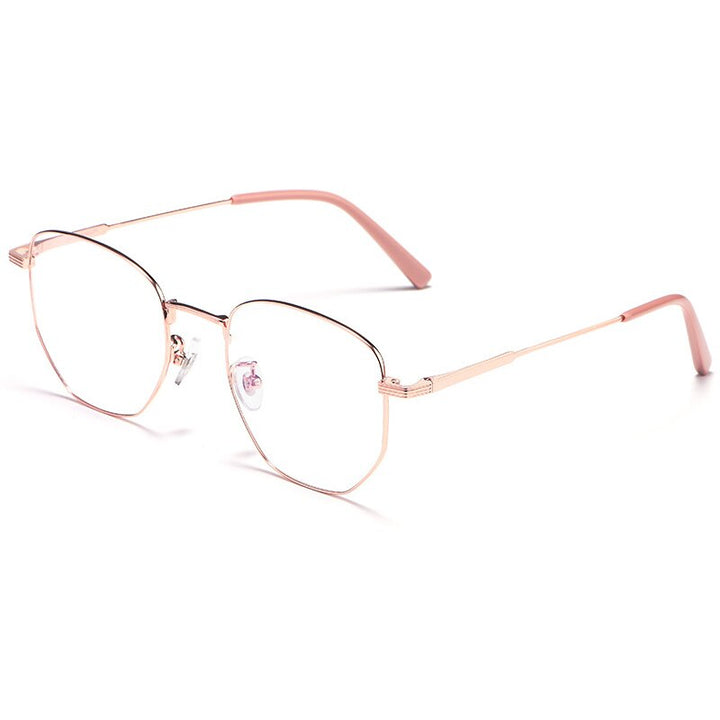 Yimaruili Unisex Full Rim Polygon Titanium Eyeglasses 9005 Full Rim Yimaruili Eyeglasses Rose Gold