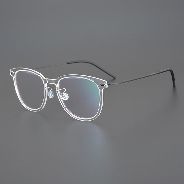 Gatenac Unisex Full Rim Round Square Screwless Titanium Eyeglasses Gxyj956 Full Rim Gatenac Transparent