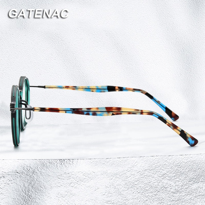 Gatenac Unisex Full Rim Round β Titanium Acetate Frame Eyeglasses Gxyj737 Full Rim Gatenac