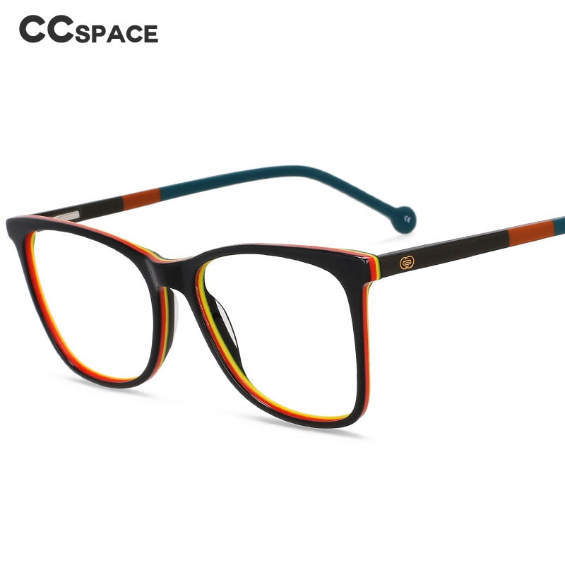 CCspace Unisex Full Rim Square Acetate Eyeglasses 55565 Full Rim CCspace