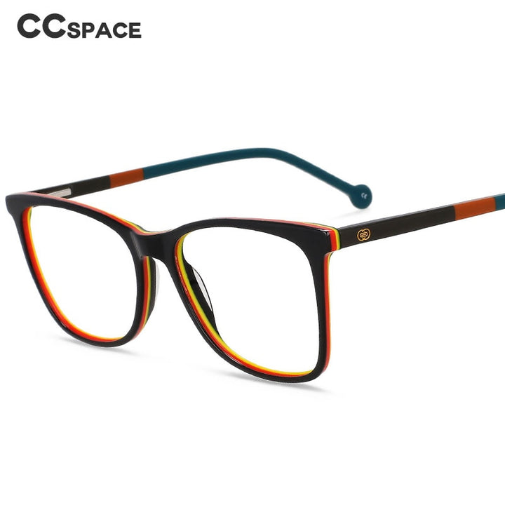 CCspace Unisex Full Rim Square Acetate Eyeglasses 55565 Full Rim CCspace