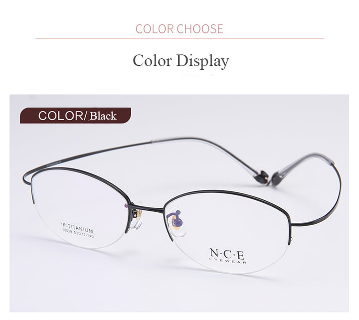Bclear Women's Semi Rim Titanium Oval Eyeglasses Sc18029 Semi Rim Bclear