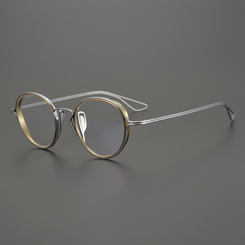 Gatenac Unisex Full Rim Round Titanium Frame Eyeglasses Gxyj753 Full Rim Gatenac