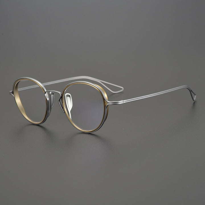 Gatenac Unisex Full Rim Round Titanium Frame Eyeglasses Gxyj753 Full Rim Gatenac