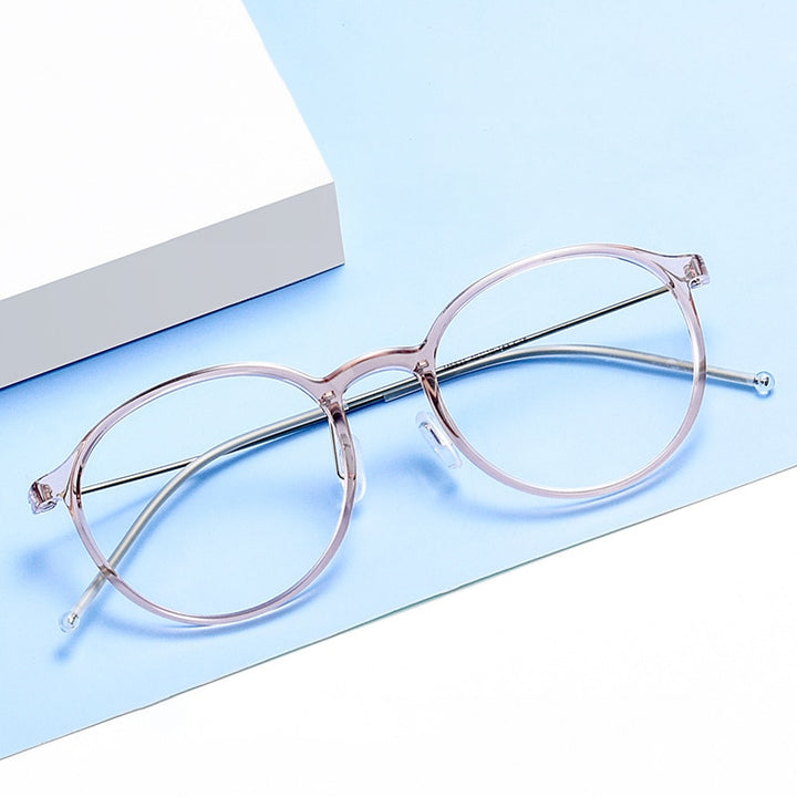 Hotony Unisex Full Rim Round Tr 90 Alloy Eyeglasses 5825m Full Rim Hotony