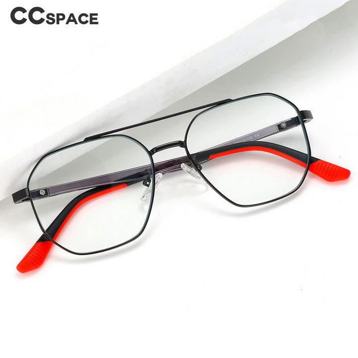 CCspace Unisex Full RIm Oval Double Bridge Alloy Eyeglasses 55604 Full Rim CCspace