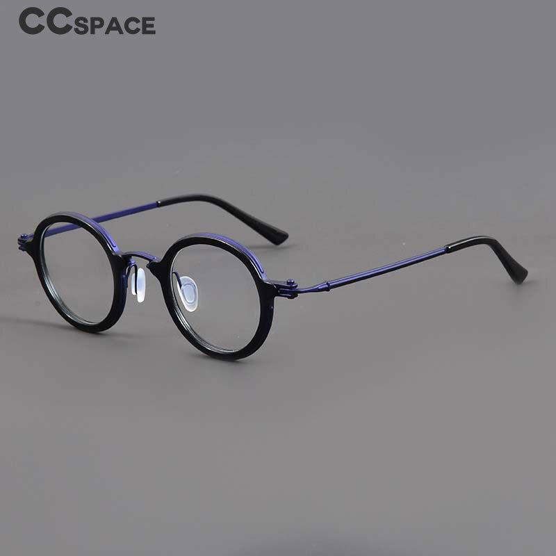 CCspace Unisex Full Rim Irregular Round Acetate Titanium Eyeglasses 54698 Full Rim CCspace