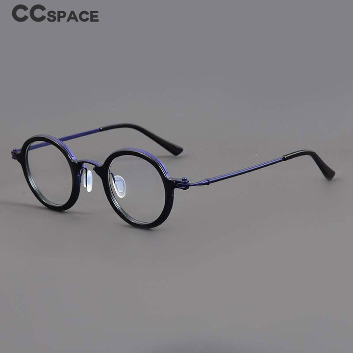 CCspace Unisex Full Rim Irregular Round Acetate Titanium Eyeglasses 54698 Full Rim CCspace