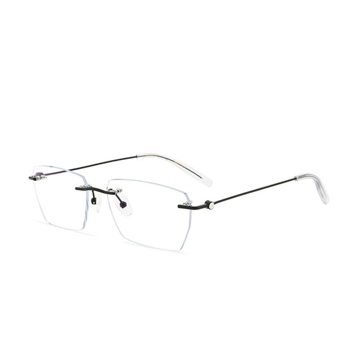 Hdcrafter Unisex Rimless Square Alloy Eyeglasses 0621 Rimless Hdcrafter Eyeglasses Black Frame