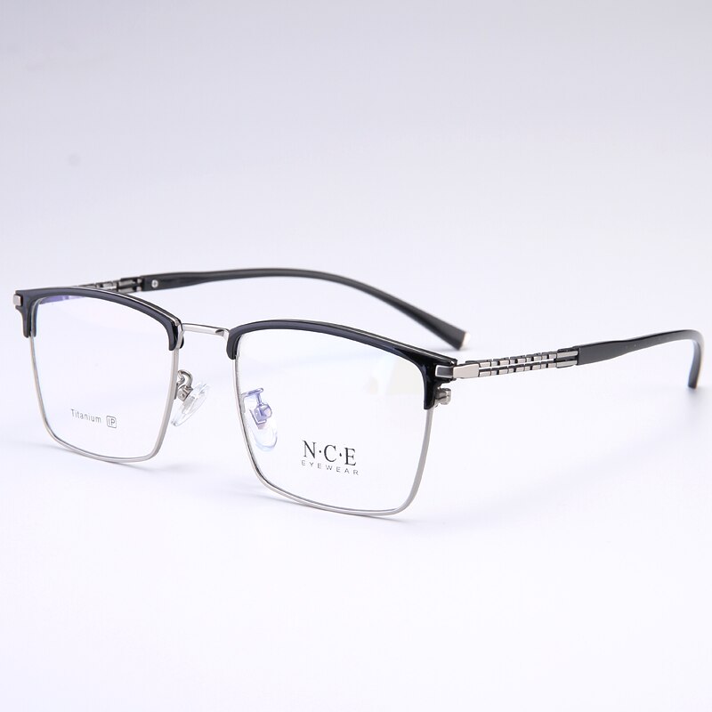 Bclear Men's Full Rim Square Titanium Frame Eyeglasses My8622 Full Rim Bclear black gray  