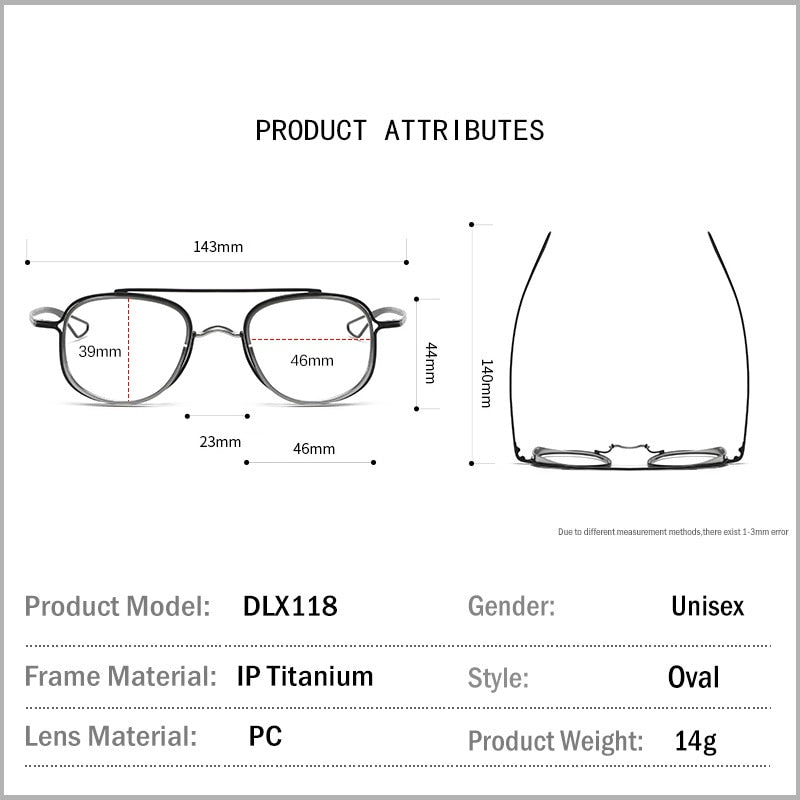 Muzz Unisex Full Rim Square Titanium Frame/Inner Ring Eyeglasses Dlx118 Full Rim Muzz
