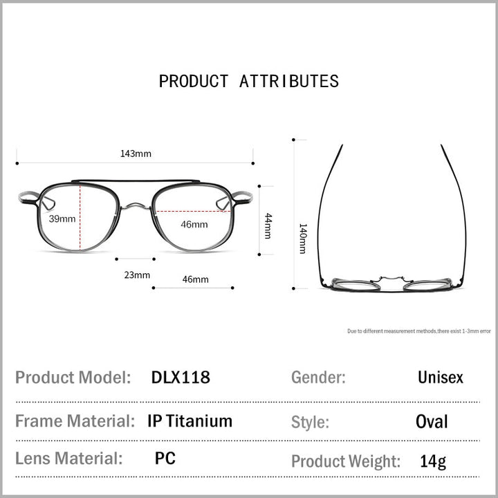 Muzz Unisex Full Rim Square Titanium Frame/Inner Ring Eyeglasses Dlx118 Full Rim Muzz