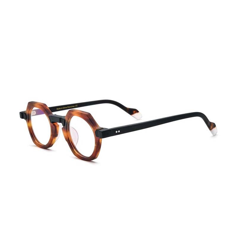 CCspace Unisex Full Rim Irregular Round Acetate Eyeglasses 55099 Full Rim CCspace C2Matteleopard China