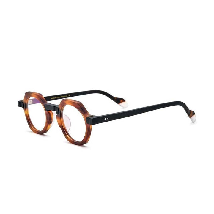 CCspace Unisex Full Rim Irregular Round Acetate Eyeglasses 55099 Full Rim CCspace C2Matteleopard China