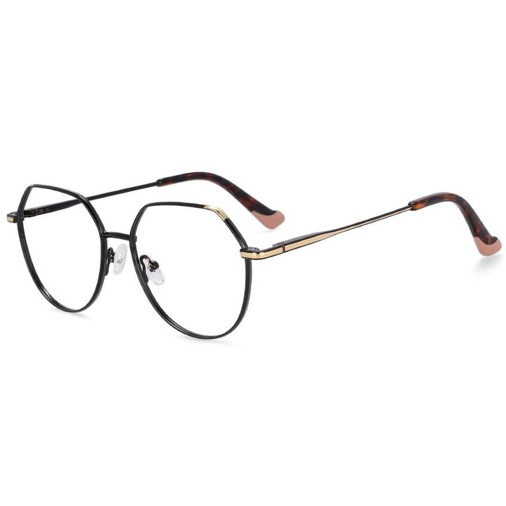 CCspace Unisex Full Rim Polygonal Round Alloy Frame Eyeglasses 54316 Full Rim CCspace China black-gold