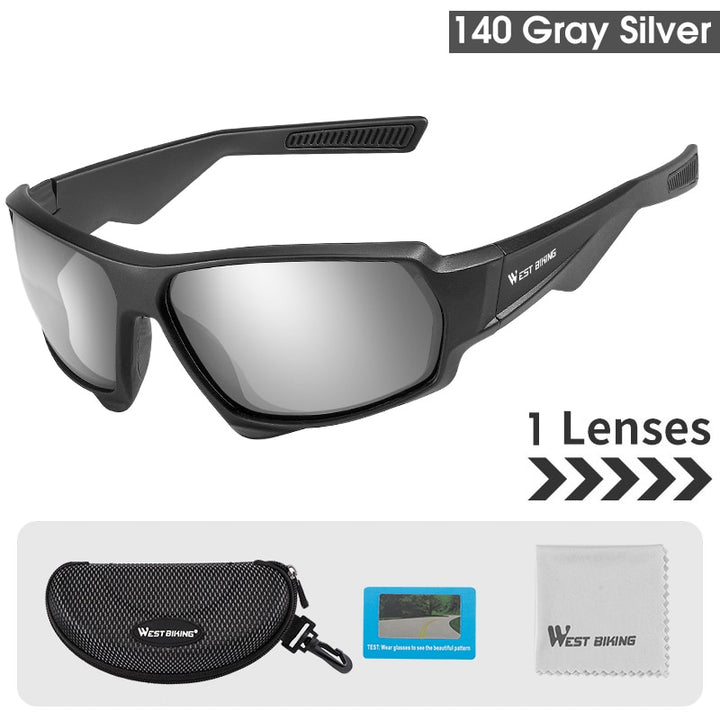 West Biking Unisex Semi Rim Tr 90 Polarized Sport Sunglasses YP0703138 Sunglasses West Biking Polarized Silver 140 CN 3 Lens