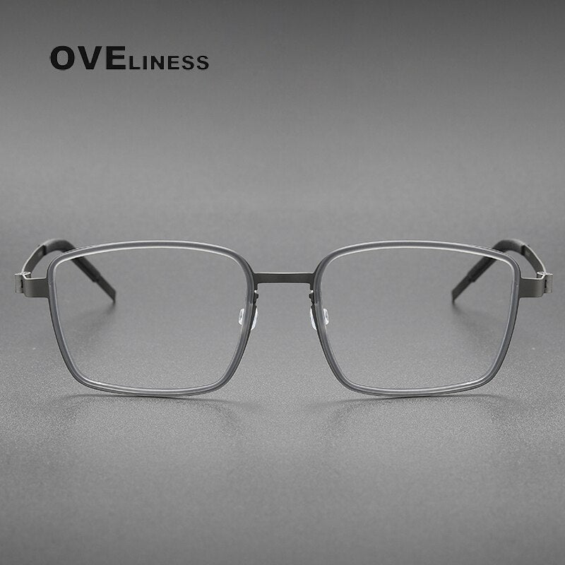 Oveliness Unisex Full Rim Square Screwless Acetate Titanium Eyeglasses 9754 Full Rim Oveliness
