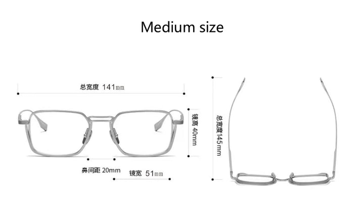 CCspace Unisex Full Rim Square Double Bridge Titanium Eyeglasses 53229 Full Rim CCspace
