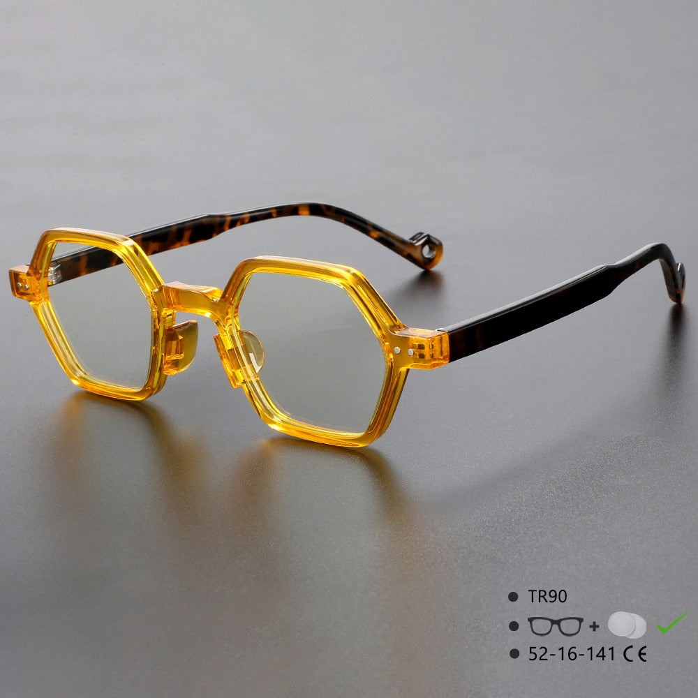 CCspace Unisex Full Rim Polygonal Tr 90 Acetate Eyeglasses 54565 Full Rim CCspace C8F China