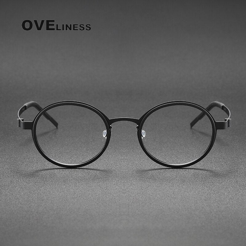 Oveliness Unisex Full Rim Round Acetate Titanium Eyeglasses 9707 Full Rim Oveliness