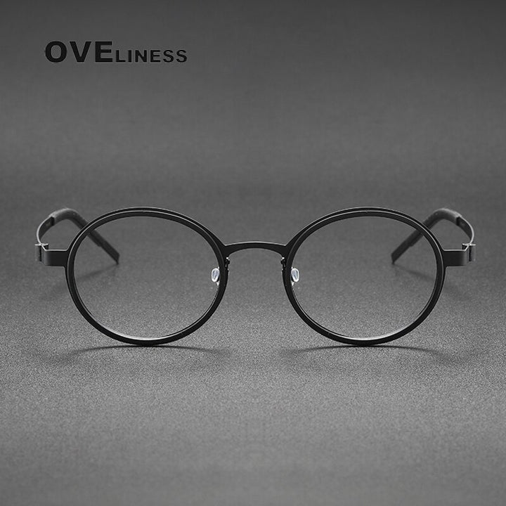 Oveliness Unisex Full Rim Round Acetate Titanium Eyeglasses 9707 Full Rim Oveliness