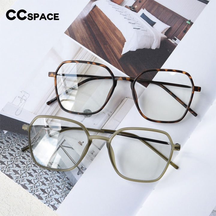CCspace Unisex Full Rim Polygon Tr 90 Titanium Eyeglasses 54546 Full Rim CCspace