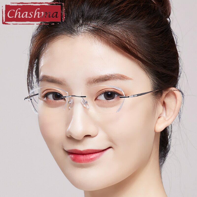 Chashma Unisex Rimless Diamond Cut Titanium Frame Custom Lens Eyeglasses 3306 Rimless Chashma