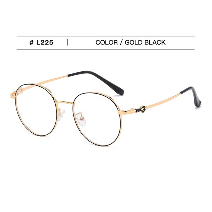Hotochki Unisex Full Rim Round Stainless Steel Alloy Eyeglasses L225 Full Rim Hotochki goldblack