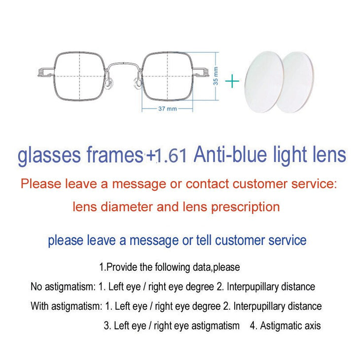 Yujo Unisex Full Rim Small Square Stainless Steel Eyeglasses Y070 Full Rim Yujo C5 China