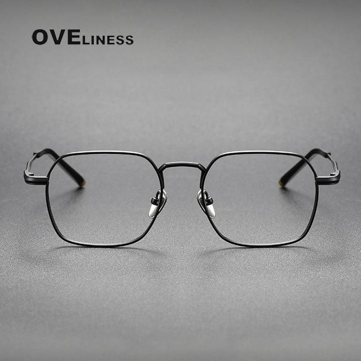 Oveliness Unisex Full Rim Irregular Square Titanium Eyeglasses Capeua Full Rim Oveliness