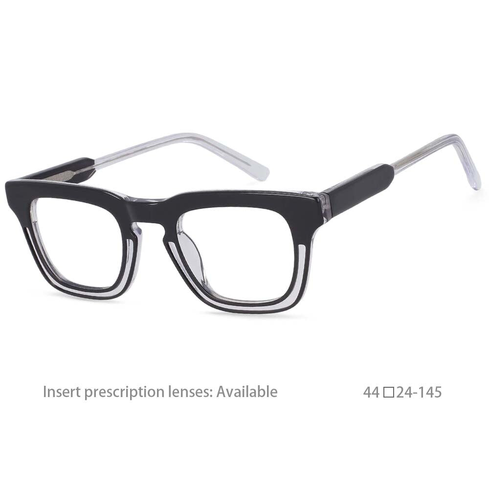 CCspace Unisex Full Rim Square Acetate Frame Eyeglasses 54386 Full Rim CCspace Gray China
