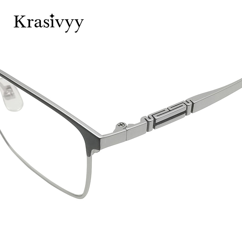 Krasivyy Men's Semi Rim Square Titanium Eyeglasses Semi Rim Krasivyy