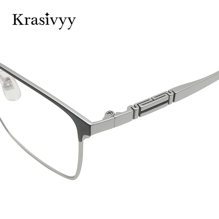 Krasivyy Men's Semi Rim Square Titanium Eyeglasses Semi Rim Krasivyy