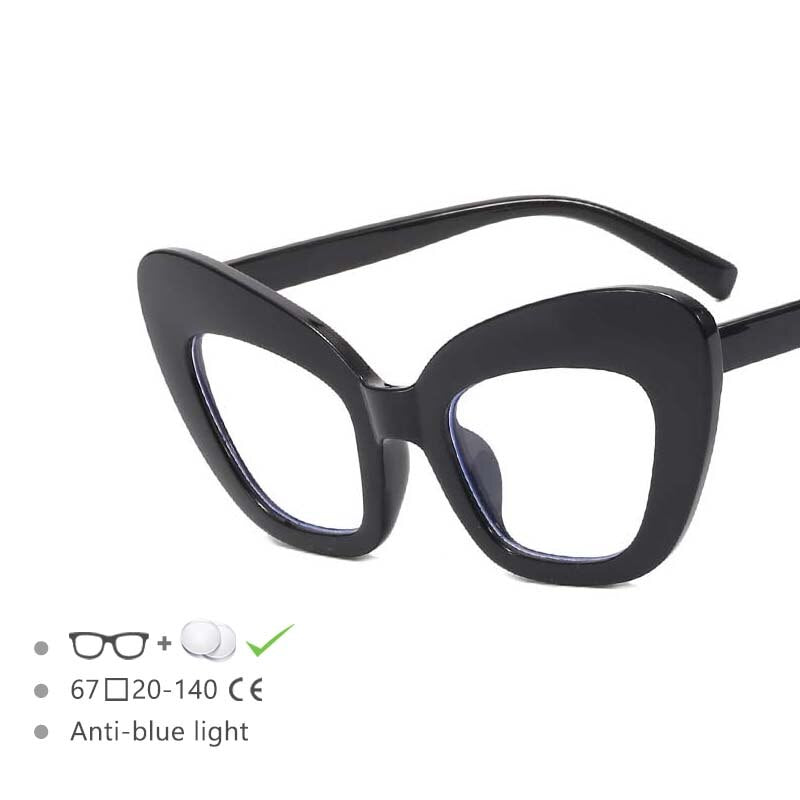 CCspace Women's Full Rim Oversized Cat Eye Acetate Frame Eyeglasses 54531 Full Rim CCspace Black China